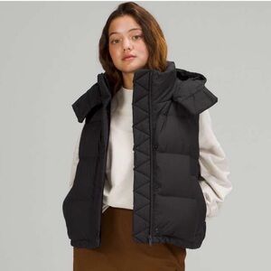 lululemon athletica Black Quilted Hooded Puffer Vest